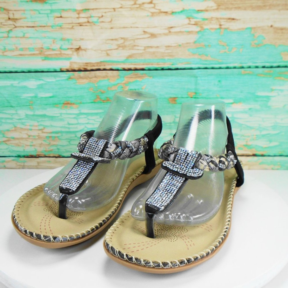 SALE///  Black & Silver Summer Sandals